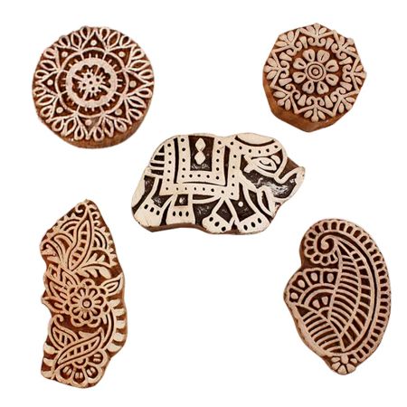 Set of 5 Piece New Mix Wooden Printing Blocks